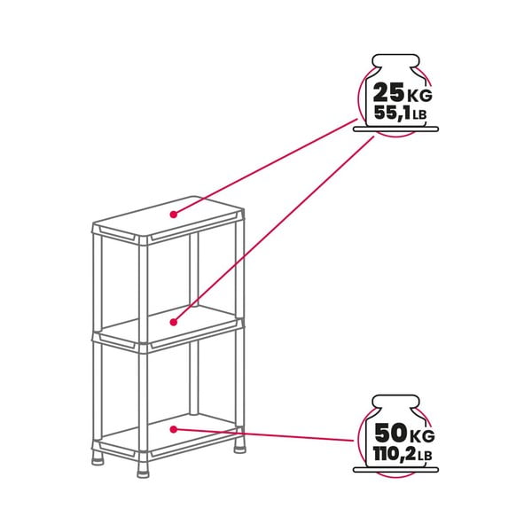 Černý plastový úložný regál 60x95 cm Universal Pro – Toomax-image-2