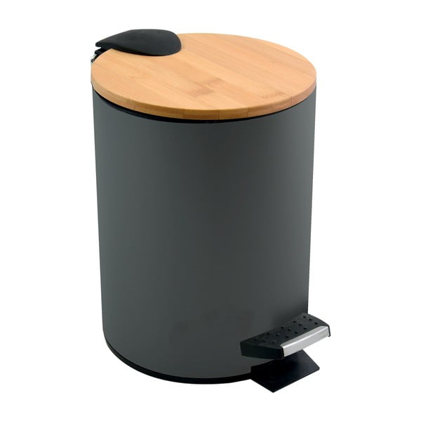 Tmavě šedý nášlapný ocelový odpadkový koš 3 l   Adonis – Spirella
