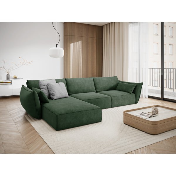 Tmavě zelená rohová pohovka (levý roh) Vanda – Mazzini Sofas-image-1