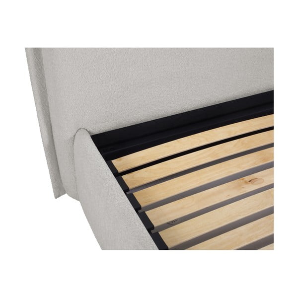 Světle šedá čalouněná dvoulůžková postel s úložným prostorem a roštem 160x200 cm Armie – Milo Casa-image-4