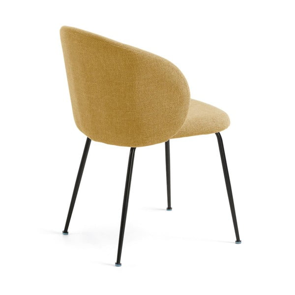 Čalouněné jídelní křeslo v hořčicové barvě Minna – Kave Home-image-3