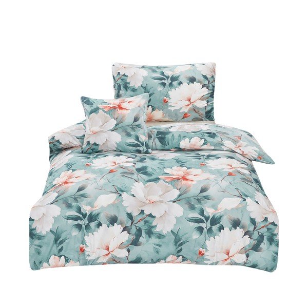 Tyrkysové 3dílné povlečení na jednolůžko z mikrosaténu 140x200 cm Selma – My House