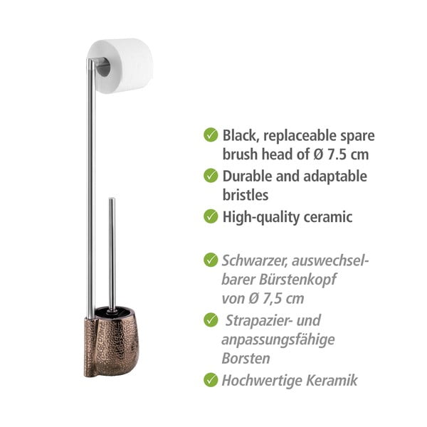 Hnědý keramický stojan na toaletní papír se štětkou Marrakesh – Wenko-image-4