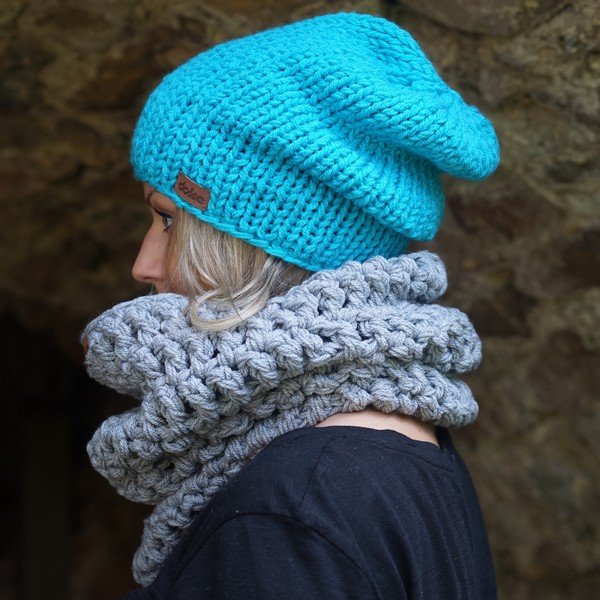 Ručně pletená čepice DOKE Blue Beanie-image-3