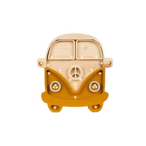 Oranžová stolní lampa z borovicového dřeva Little Lights Van, výška 29 cm