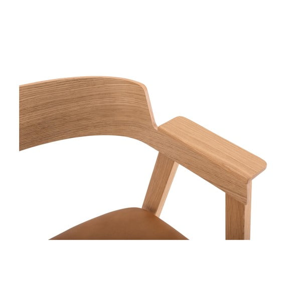 Hnědá/v přírodní barvě kožená jídelní židle s područkami Flip – Gazzda-image-4