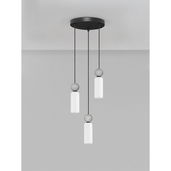 Matně černé kamenné závěsné svítidlo se skleněným stínidlem ø 25 cm Filomena – Nova Luce-image-3