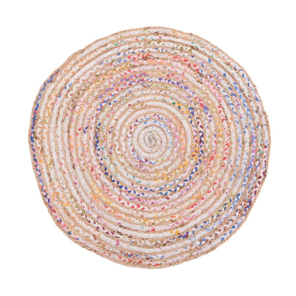 Barevný kruhový koberec z juty a bavlny InArt, ⌀ 90 cm