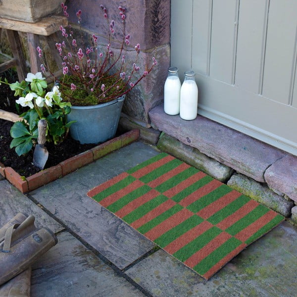Rohožka z kokosového vlákna 40x60 cm Pink & Green Half Stripes – Artsy Doormats-image-3