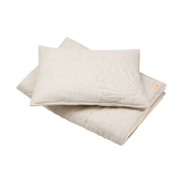 Béžová lněná souprava do postýlky Sand - Moi Mili-image-1