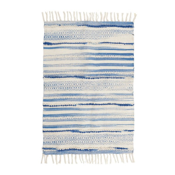 Modrobílý vlněný koberec InArt Lago, 90 x 60 cm