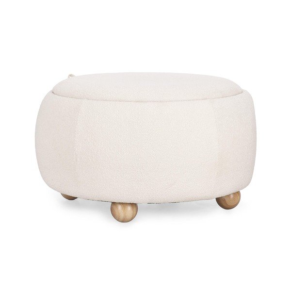 Krémový taburet z textilie bouclé Irisha – Bizzotto
