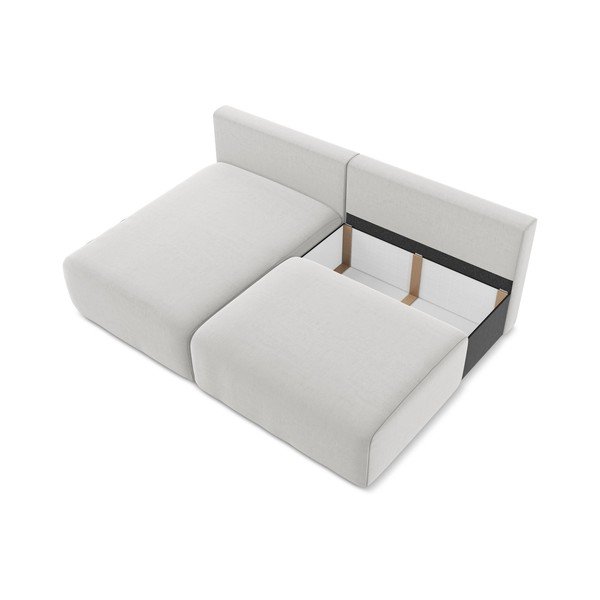 Světle šedá sametová rozkládací/s úložným prostorem rohová pohovka (levý roh/s lenoškou) Kalena – Makamii-image-4