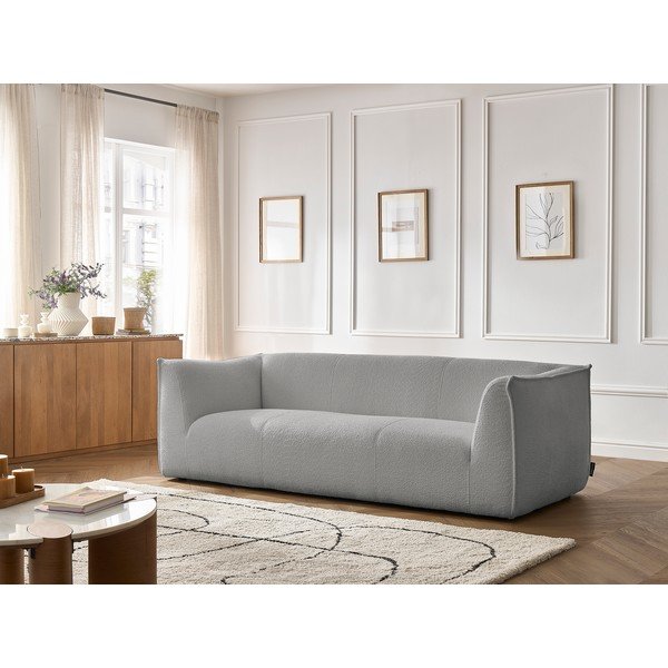 Světle šedá pohovka z textilie bouclé 242 cm Giorgia – Bobochic Paris-image-1