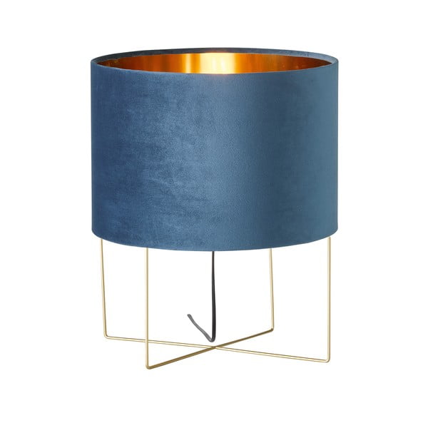 Modrá stolní lampa s textilním stínidlem (výška 43 cm) Aura – Fischer & Honsel