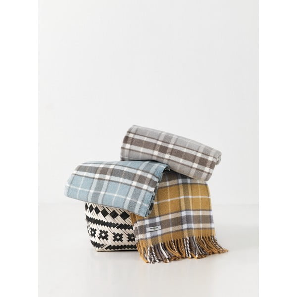 Světle modrý kostkovaný pléd s podílem bavlny Euromant Texas, 140 x 180 cm-image-1