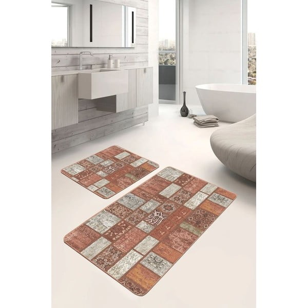 Hnědé sametové koupelnové předložky v sadě 2 ks 60x100 cm – Mila Home-image-3