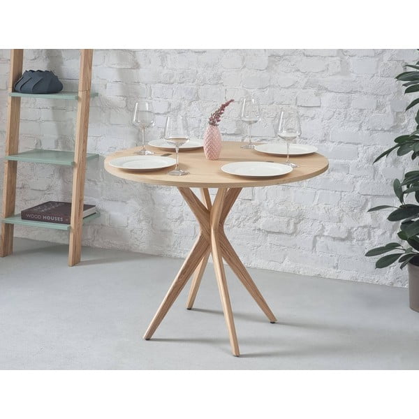 Kulatý rozkládací jídelní stůl s deskou v dekoru jasanového dřeva 45x90 cm Jubi – Ragaba-image-1