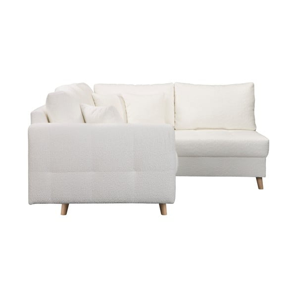 Bílá rohová pohovka z textilie bouclé (pravý roh) Ariella – Ropez-image-4