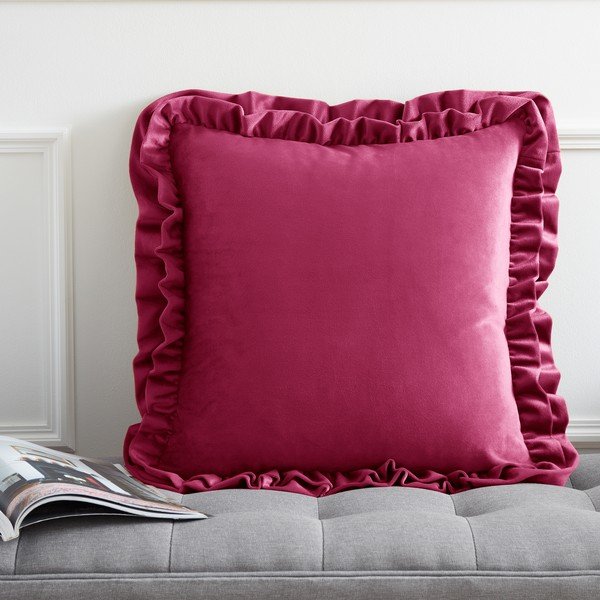 Sametový dekorační polštář 43x43 cm Velvet Double Frill – Catherine Lansfield