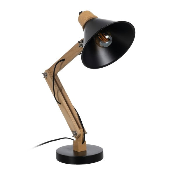 Stolní lampa v černé a přírodní barvě s kovovým stínidlem (výška 55 cm) – Ixia
