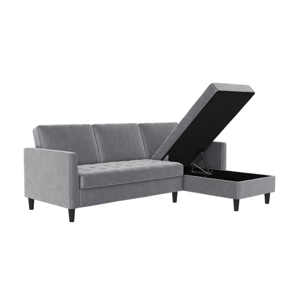 Světle šedá sametová rohová pohovka Presley – Støraa-image-3