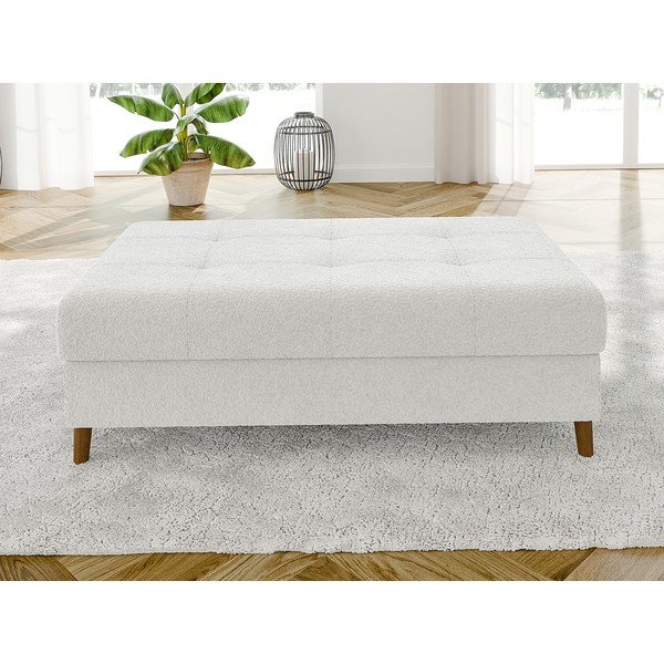 Bílá podnožka z textilie bouclé Ariella – Ropez-image-1