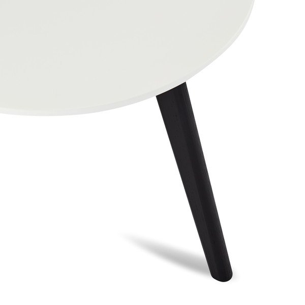 Černo-bílý konferenční stolek s nohami z dubového dřeva Furnhouse Life, Ø 48 cm-image-2