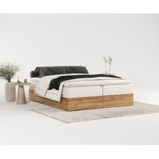 Boxspring postel s úložným prostorem v béžovo-přírodní barvě 180x200 cm Faro – Maison de Rêve