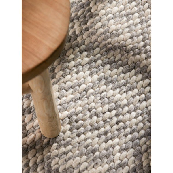 Světle šedý/krémový ručně tkaný vlněný kulatý koberec ø 160 cm Lyon Beans – Elle Decoration-image-1