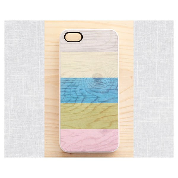 Obal na iPhone 5, Pastel Stripes on wood/white I