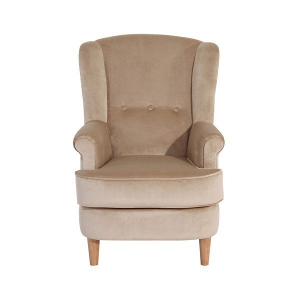Pískově hnědé sametové křeslo ušák Max Winzer Kendra Velvet-image-1