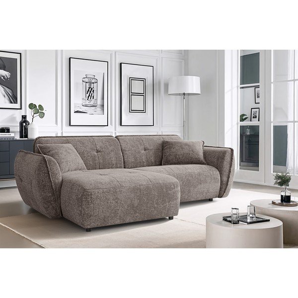 Taupe žinylková rohová pohovka (levý roh/s lenoškou) Nelia – Ropez-image-1