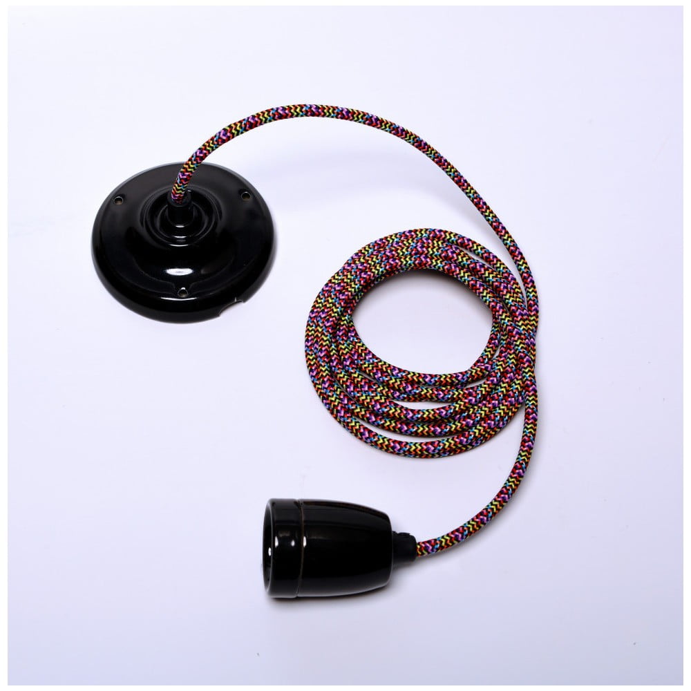 Barevný kabel pro stropní světlo s černou objímkou Filament Style Diamond