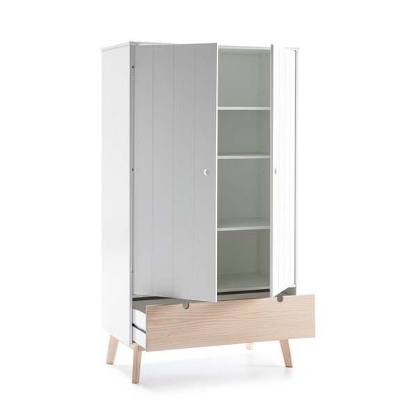 Bílá dětská šatní skříň s nohami z borovicového dřeva Marckeric Kiara-image-3