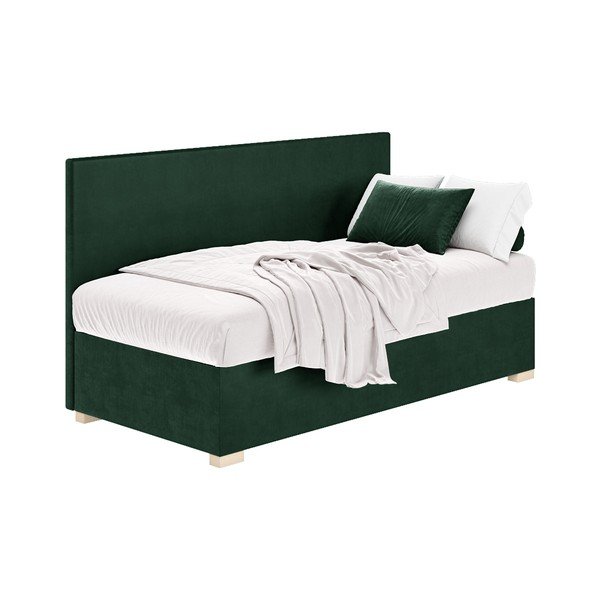 Tmavě zelená dětská postel s úložným prostorem s matrací 90x200 cm Cozi – Ghado-image-2