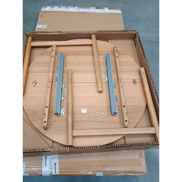 Kulatý rozkládací jídelní stůl v dekoru dubu ø 120 cm Carno - II. jakost – Unique Furniture-image-2