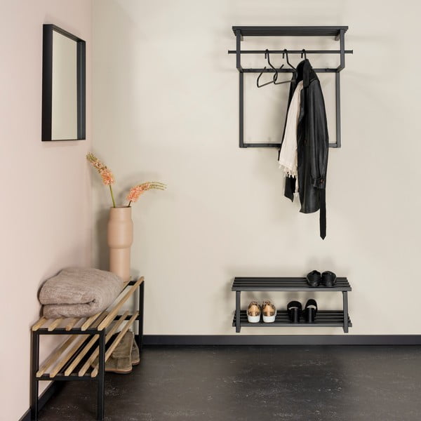 Černý kovový nástěnný věšák s poličkou 76 cm Rizzoli – Spinder Design-image-4