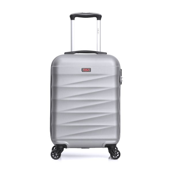 Cestovní kufr ve stříbrné barvě na kolečkách Hero Wave, 32 l