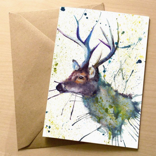 Přáníčko Wraptious Splatter Stag