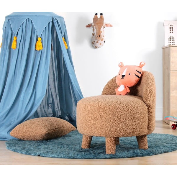 Hnědé dětské křesílko z textilie bouclé Moouv – Artie-image-1