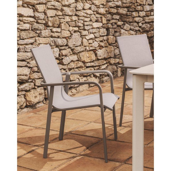 Béžová/taupe zahradní židle Canea – Kave Home-image-1