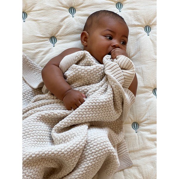 Světle žlutá/modrá prošívaná dětská deka z Bio bavlny 90x120 cm Balloon – Cam Cam Copenhagen-image-4