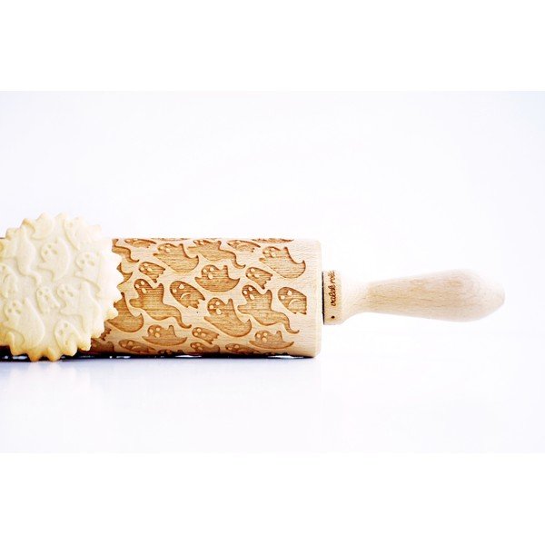 Dřevěný embosovaný váleček na těsto Valek Ghosts-image-2