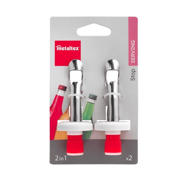 Sada 2 uzávěrů na lahve z nerezové oceli Metaltex-image-2