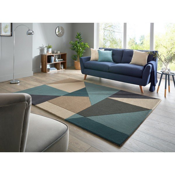 Modro-béžový vlněný koberec 230x160 cm Arlo Harper - Flair Rugs-image-1