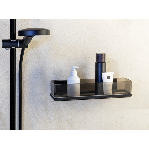 Černá samodržící plastová koupelnová polička Quadro – Wenko-image-2