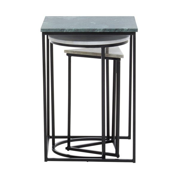 Odkládací stolky v sadě 3 ks s mramorovou deskou  40x40 cm Mandoli – Premier Housewares