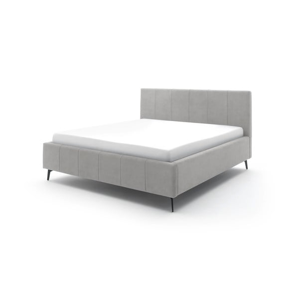 Světle šedá čalouněná dvoulůžková postel s úložným prostorem s roštem 180x200 cm Lizzano – Meise Möbel