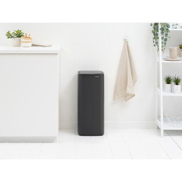 Tmavě šedý dotykový ocelový odpadkový koš 30 l Bo Touch – Brabantia-image-1